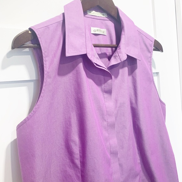 Orvis Wrinkle Free Cotton Button Up Sleeveless Top - Picture 2 of 9